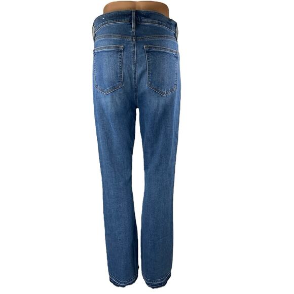 Ann Taylor LOFT Blue High Waist Raw Cut Herm Slim Flared Bootcut Denim Jeans 6 - Picture 3 of 5